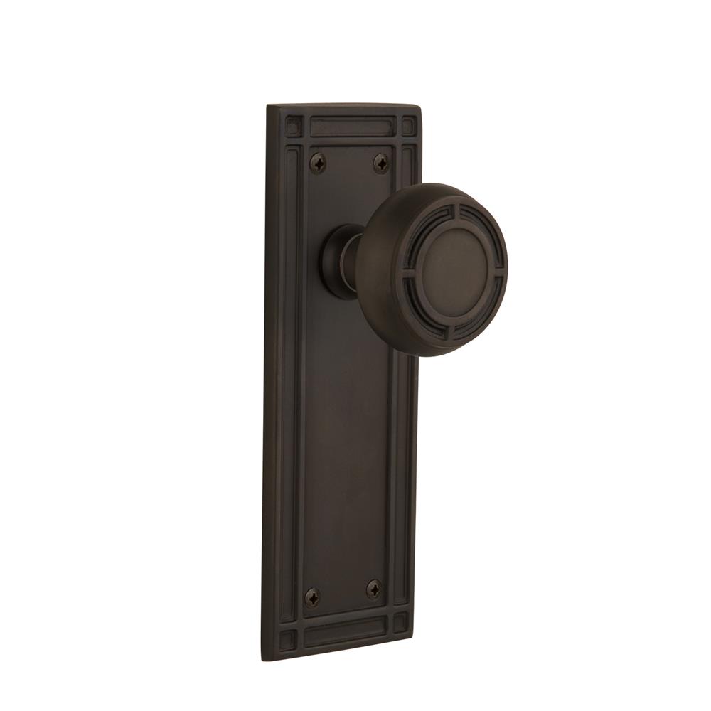 Nostalgic Warehouse 709258  Mission Plate Passage Mission Door Knob in Oil-Rubbed Bronze
